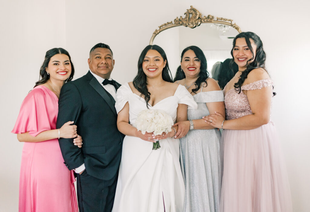 Bride to be and her family before the ceremony. Tuscan Rose Ranch