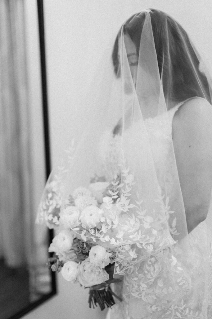 Bride admiring herself